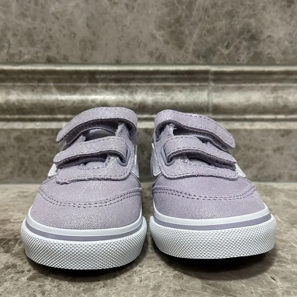 Vans Brooklyn Lifestyle Shoes Canvas NEW Kids Size 8 Purple Shimmer Velcro